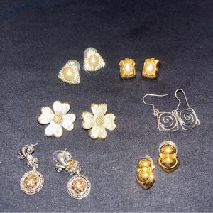 Lot  6 Set Gold/Silver Tone Costume Chunky Earrings Some Signed MONET